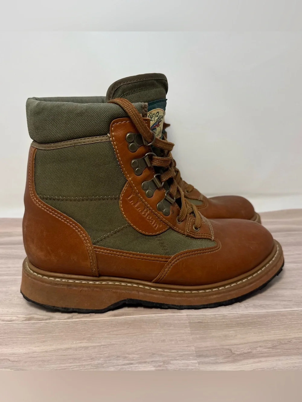 Vintage Men’s L.L.Bean Fly Fishing Angler Leather Wading Boots Size 9